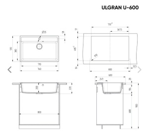 Granitna sudopera Ulgran U 600 u sivoj boji - Img 2