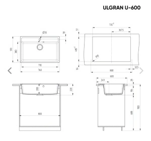 Granitna sudopera Ulgran U 600 u sivoj boji - Img 2