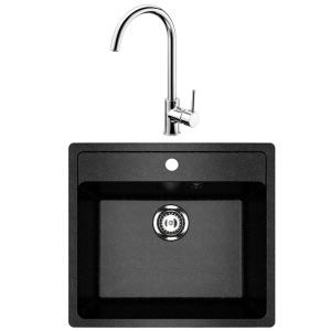 Granitna sudopera Ulgran U104 boja crna i lučna inox slavina SET