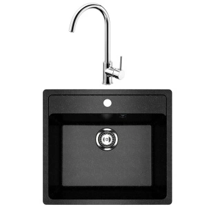 Granitna sudopera Ulgran U104 boja crna i lučna inox slavina SET