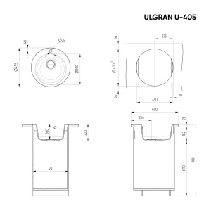 Granitna sudopera Ulgran U405 u beloj boji sa sifonom - Img 2