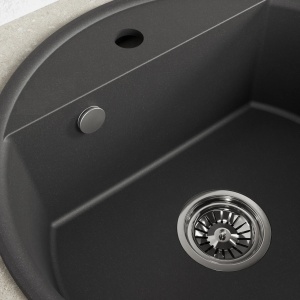 Okrugla Granitna sudopera Valterra Mina, fi510mm– Ultra crne boje - Img 4
