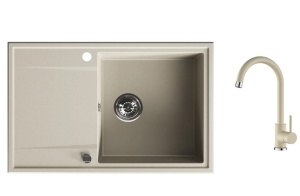 Valterra NIKO 780 set – bež granitna sudopera 780x500 mm sa bež lučnom slavinom