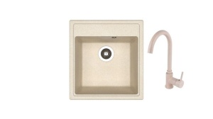 Granitna sudopera Dr Gans, model Nika 470 boja bež + lučna slavina