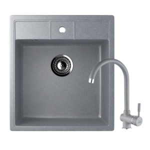 Set Siva granitna sudopera Ulgran U406 + lučna slavina