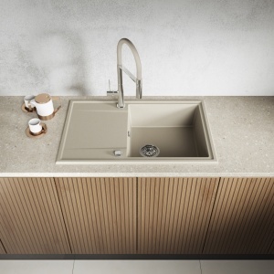 Valterra NIKO 780 set – bež granitna sudopera 780x500 mm sa bež lučnom slavinom - Img 3