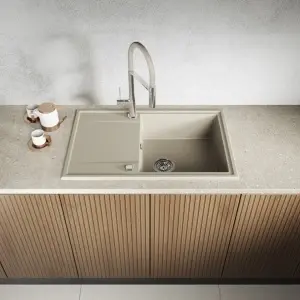 Valterra NIKO 780 set – bež granitna sudopera 780x500 mm sa bež lučnom slavinom - Img 3
