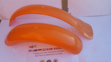 OSSA TR80 FENDERS FRONT &amp; REAR NEW OSSA TR 80 FENDERS FRONT FENDER OSSA ORANGE MUDGUARDS OSSA 250 MUDGUARDS OSSA TRIAL 250 FENDERS ORANGE - Img 2