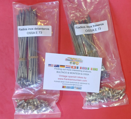 stainless steel spokes and nuts ossa enduro new set front and rear wheel - Img 2