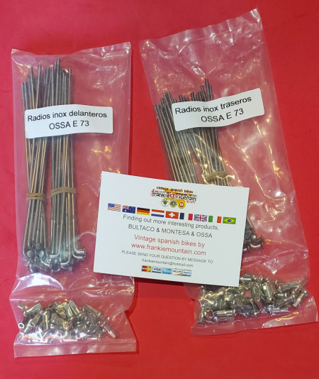 stainless steel spokes and nuts ossa enduro new set front and rear wheel - Img 3