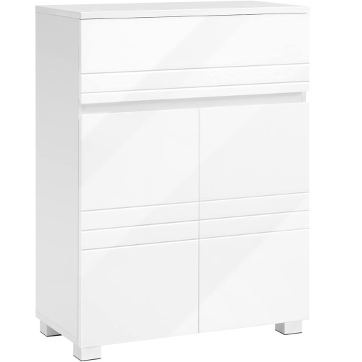 RESIGILAT: VASAGLE Dulap de depozitare de podea pentru baie, cu sertar si usa dubla, polita reglabila, 60x30x80cm, alb