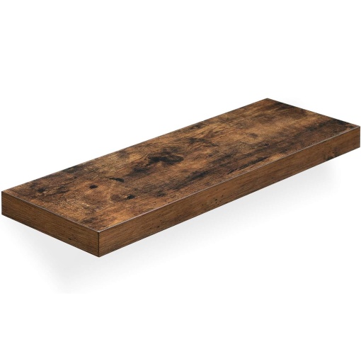 VASAGLE Raft de perete suspendat plutitor, MDF, sistem montare inclus, 80x20x4cm, vintage maro