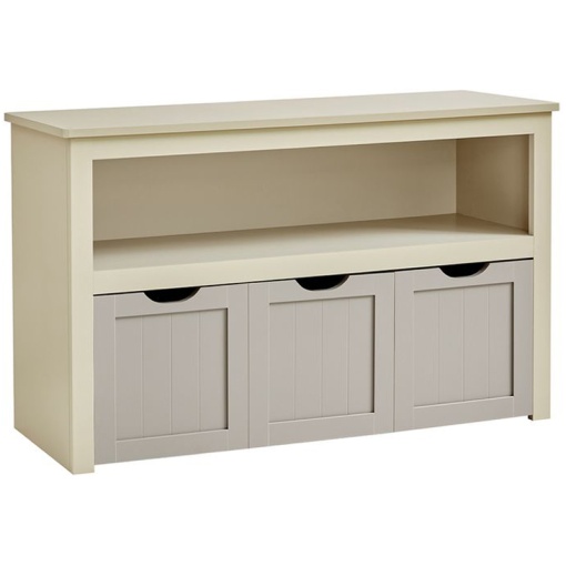 VASAGLE Dulap depozitare jucarii, din MDF, cu 3 compartimente detasabile pe roti, 30x102x60 cm, bej