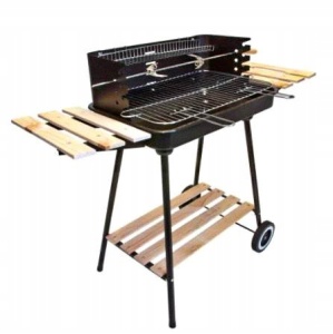 Gratar metalic pe carbuni, tava cromata, cu spita pentru rotisor, 104x88x45cm - Img 3