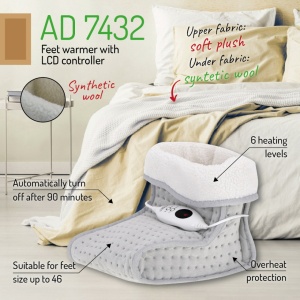 Incalzitor electric pentru picioare, Adler AD7432, 4 trepte temperatura, gri - Img 3