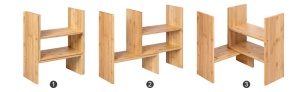 SONGMICS Organizator modular cu 3 forme de depozitare reglabile, din bambus, 65x15x40 cm, maro - Img 4