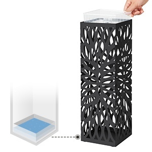 SONGMICS Suport metalic pentru umbrele, cu carlige si tava de picurare, 16x16x49cm, negru - Img 2