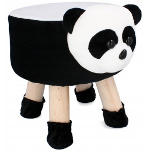 Taburet pentru copii, rotund 28x30cm, lavabil, model panda - Img 1