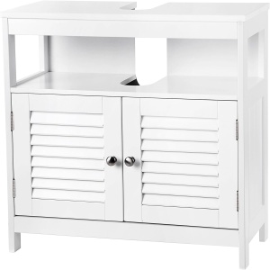 VASAGLE Dulap baie baza lavoar, cu 2 usi, 2 compartimente, alb 60x60x30 cm, alb - Img 2