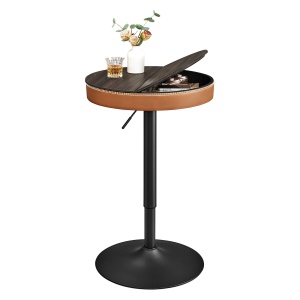 VASAGLE Masa de bar maro caramel, 59x59x(83-105) cm – inaltime reglabila, compartiment de depozitare - Img 2