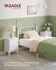 VASAGLE Set de 2 noptiere din MDF, cu sertare, 39x31x53 cm, alb - Img 4