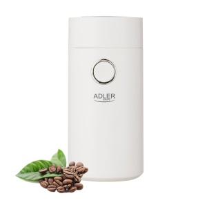 Rasnita de cafea, Adler AD4446WS, 150 W, 75 g, cuțit rotativ, capac transparent, alb