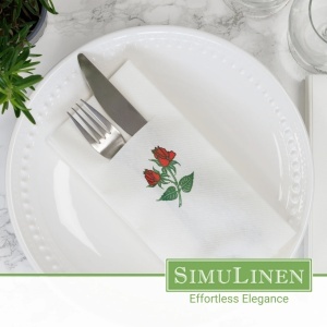 Servetele de masa premium Simulinen, design floral, unica folosinta, material textil - Img 4