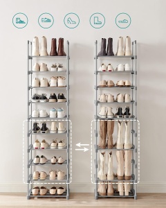 SONGMICS Suport pentru pantofi, cadru metalic cu 10 nivele, design personalizabil, 30x45x174cm, gri - Img 4