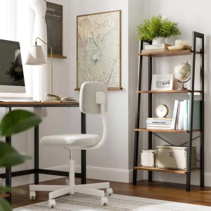 VASAGLE Biblioteca tip scara, cadru otel cu 4 polite din MDF, stil industrial, 56x34x138cm, maro rustic - Img 4