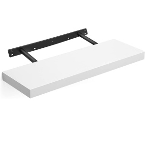 VASAGLE Raft de perete suspendat plutitor, MDF, sistem montare inclus, 60x20x4cm, alb