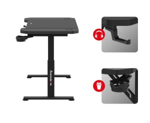 Birou De Gaming, Huzaro Hero 2.6, Mousepad inclus, Inaltime reglabila, Negru - Img 6