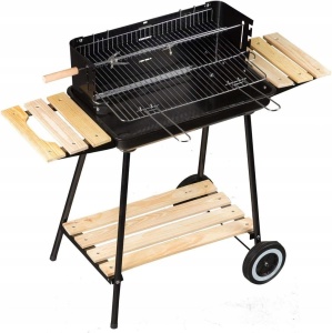Gratar metalic pe carbuni, tava cromata, cu spita pentru rotisor, 104x88x45cm - Img 1