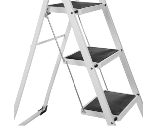 Scara metalica cu 3 trepte, inaltime 46,5 cm, capacitate 150kg, pliabila, Alb - Img 3