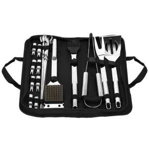Set accesorii pentru gratar din inox, 20 de piese inclusiv perie, husa transport - Img 1