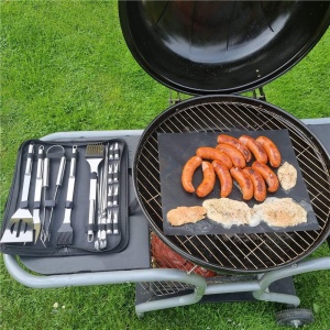 Set accesorii pentru gratar din inox, 20 de piese inclusiv perie, husa transport - Img 4