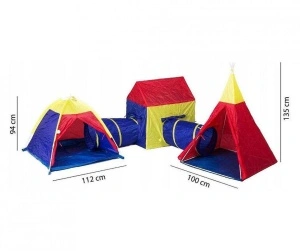 Set corturi de joaca 5 in 1 cu tunele si casuta, pliabil, pentru interior si exterior, multicolor - Img 4