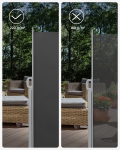 SONGMICS Paravan lateral pentru intimitate, extensibil, sistem fixare inclus, 160x350cm, gri - Img 4