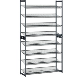 SONGMICS Raft de depozitare pantofi, pe 8 nivele, cu polite reglabile, pentru 32-40 de perechi, 31x92x163cm, gri - Img 1