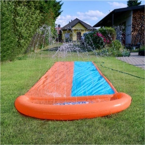 Tobogan cu apa dublu, 488 cm – conectare la furtun, distractie pentru 2 copii - Img 3