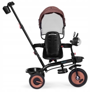 Tricicleta 3 in 1 pentru copii 61x41x25 cm, sezut rotativ, lumina si sunete, cadru otel si roti EVA, negru - Img 2