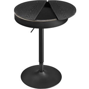 VASAGLE Masa de bar neagra, 59x59x(83-105) cm – inaltime reglabila, compartiment de depozitare - Img 1