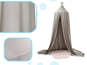 Baldachin suspendat tip cort 70x290 cm, decor camera copii, cu set montaj, gri - Img 4