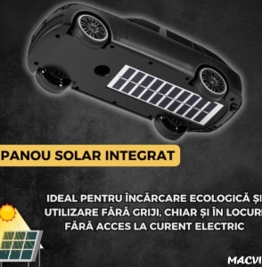 Boxa Portabila HOF, Bluetooth 5.0 cu design de masina, faruri luminate, incarcare usb si panou solar, functie suport telefon, negru - Img 2