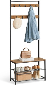 Cuier hol multifunctional Vasagle, 70 × 32 × 175 cm, maro