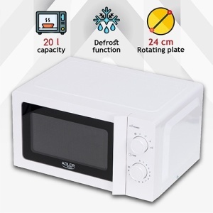 Cuptor cu microunde Adler AD6205, 20 L, 700 W, alb - Img 2