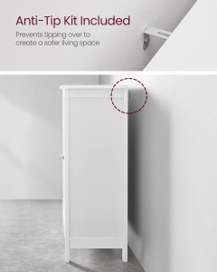 Dulap baie Vasagle, 2 usi + 2 rafturi reglabile, 30 × 60 × 80 cm, alb - Img 2