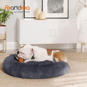 FEANDREA Pat pufos pentru caini si pisici, cu husa detasabila, lavabila, plus moale cu fir lung, 80 cm, gri inchis - Img 3