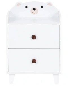 Noptiera pentru copii MIMILI, 2 sertare, 56 cm, alba, MDF si lemn de pin, design scandinav - Img 3