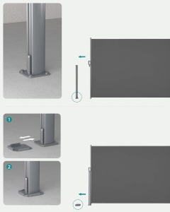 SONGMICS Paravan lateral pentru intimitate, extensibil, sistem fixare inclus, 160x300cm, gri - Img 2