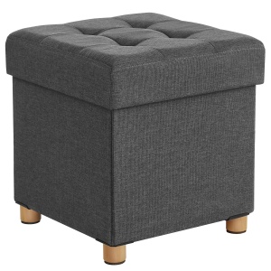 SONGMICS Taburet pliabil cu sezut moale, spatiu de depozitare, maxim 300kg, 38x38x40cm, gri - Img 1